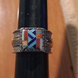 Multicolor Geometric Inlay Ring
